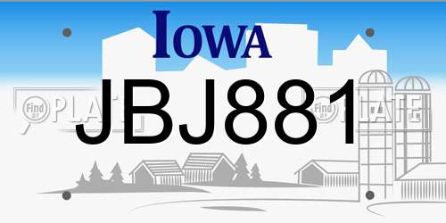 JBJ881 Iowa License Plate