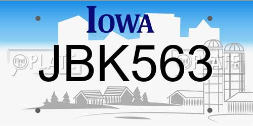 JBK563 Iowa License Plate