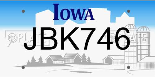 JBK746 Iowa License Plate