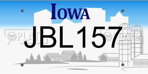 JBL157 Iowa License Plate