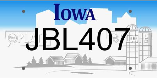 JBL407 Iowa License Plate