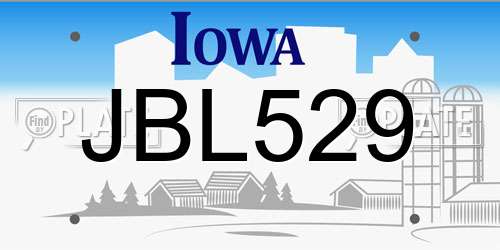 JBL529 Iowa License Plate