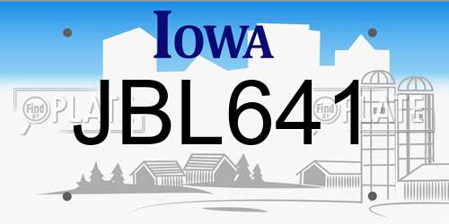 JBL641 Iowa License Plate