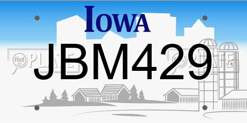 JBM429 Iowa License Plate