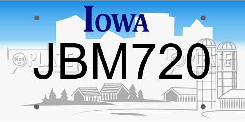 JBM720 Iowa License Plate