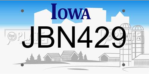 JBN429 Iowa License Plate