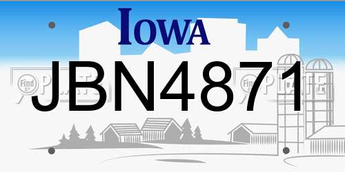 JBN4871 Iowa License Plate