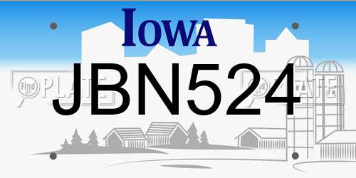JBN524 Iowa License Plate