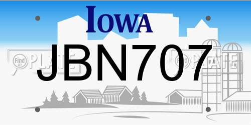 JBN707 Iowa License Plate