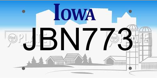 JBN773 Iowa License Plate