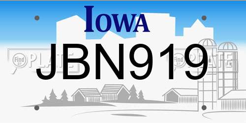 JBN919 Iowa License Plate
