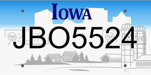 JBO5524 Iowa License Plate