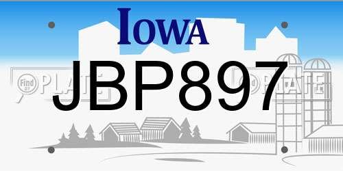 JBP897 Iowa License Plate