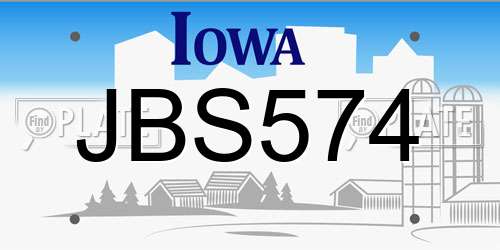 JBS574 Iowa License Plate