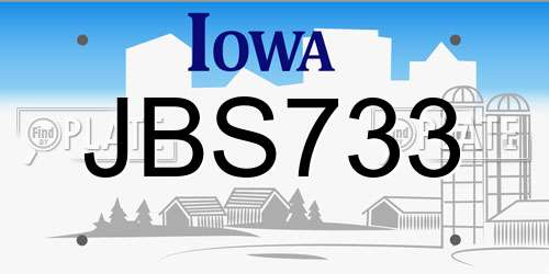 JBS733 Iowa License Plate