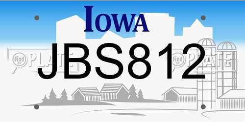 JBS812 Iowa License Plate