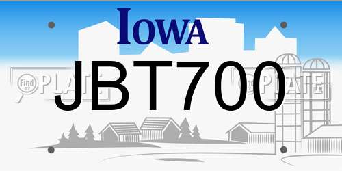 JBT700 Iowa License Plate
