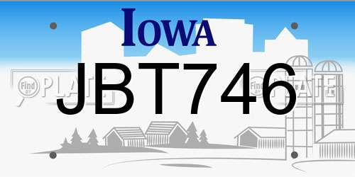 JBT746 Iowa License Plate