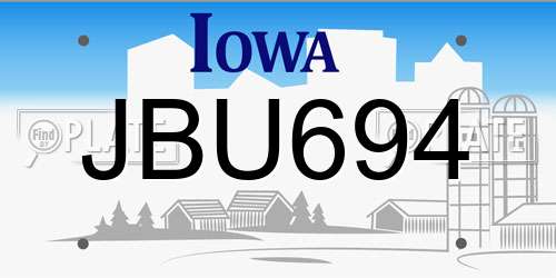 JBU694 Iowa License Plate
