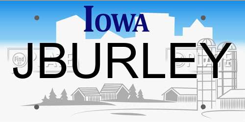 JBURLEY Iowa License Plate