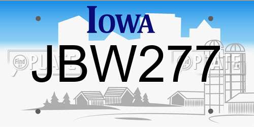 JBW277 Iowa License Plate