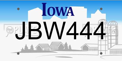 JBW444 Iowa License Plate