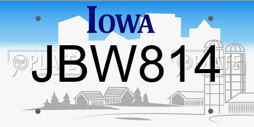 JBW814 Iowa License Plate