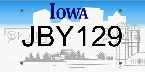 JBY129 Iowa License Plate