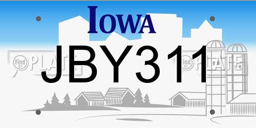 JBY311 Iowa License Plate