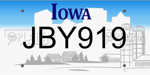 JBY919 Iowa License Plate