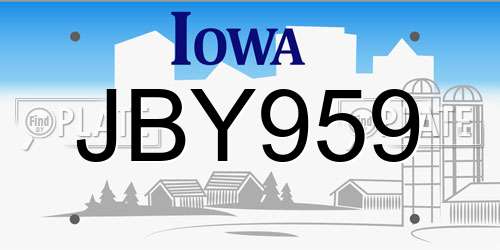 JBY959 Iowa License Plate