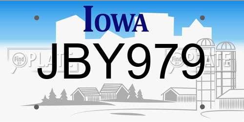JBY979 Iowa License Plate