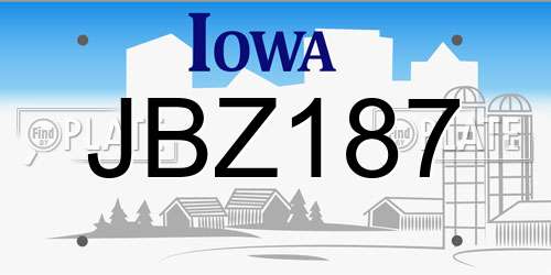 JBZ187 Iowa License Plate