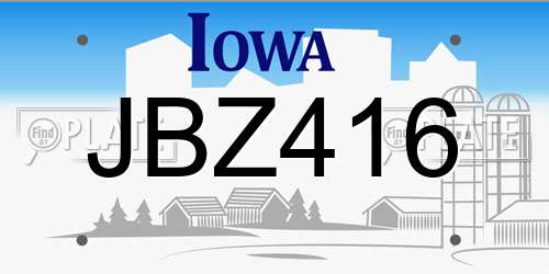 JBZ416 Iowa License Plate
