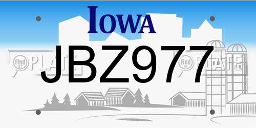 JBZ977 Iowa License Plate
