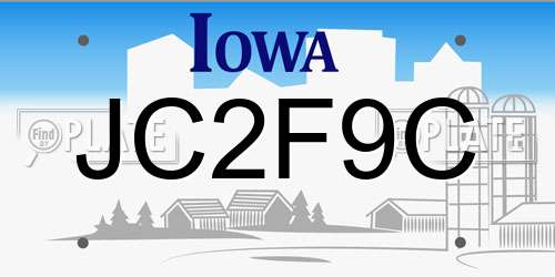 JC2F9C Iowa License Plate