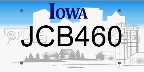 JCB460 Iowa License Plate