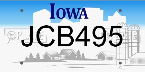 JCB495 Iowa License Plate