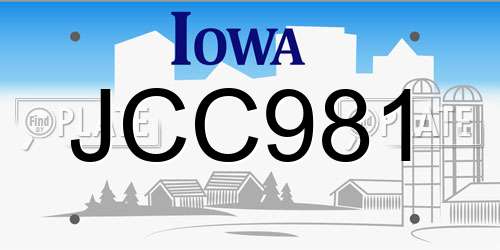 JCC981 Iowa License Plate