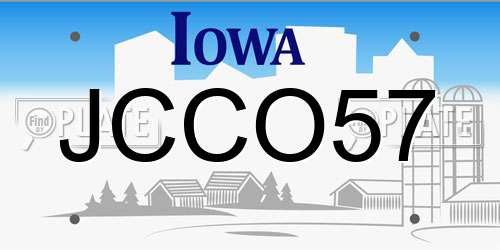 JCCO57 Iowa License Plate