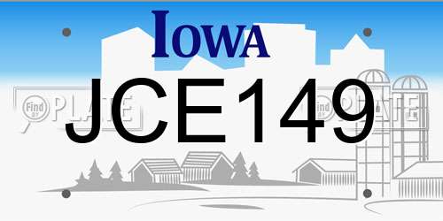JCE149 Iowa License Plate