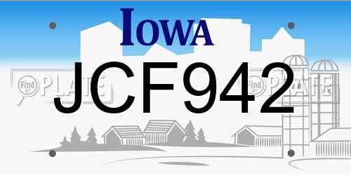 JCF942 Iowa License Plate