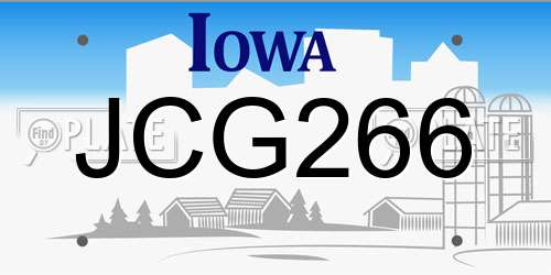 JCG266 Iowa License Plate