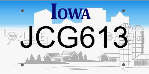 JCG613 Iowa License Plate