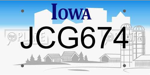 JCG674 Iowa License Plate