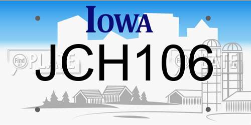 JCH106 Iowa License Plate