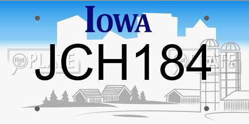 JCH184 Iowa License Plate