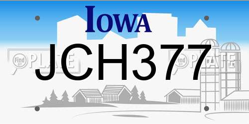 JCH377 Iowa License Plate