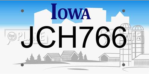 JCH766 Iowa License Plate
