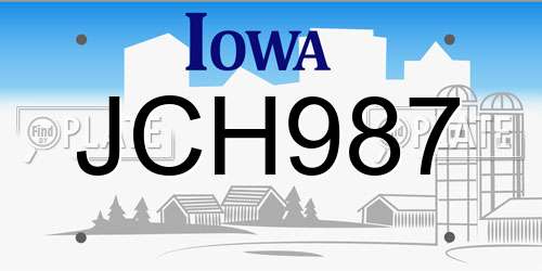 JCH987 Iowa License Plate